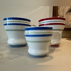 Lot of Starbucks collectible mugs  2007 diner-style series White Ceramic Stripe